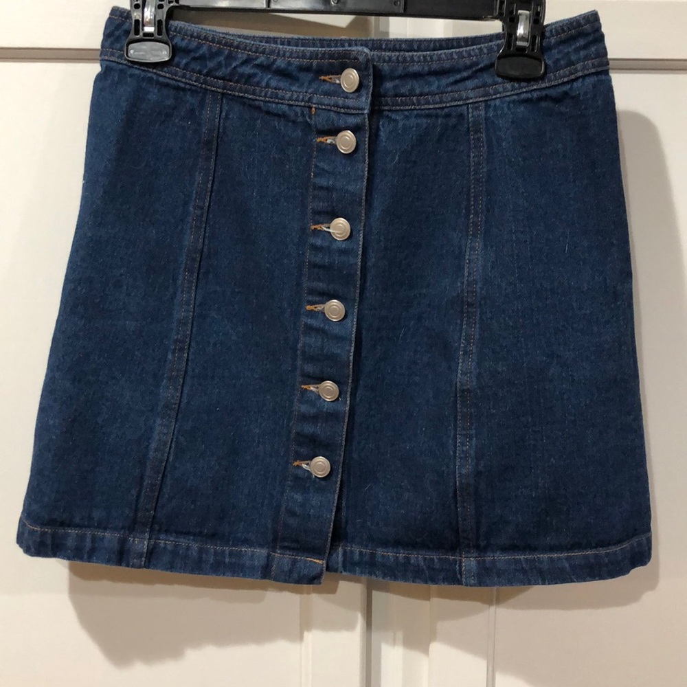 Denim button down skirt, 100% cotton.